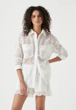 hush Tops & T-Shirts|Shirts & Blouses|Cotton Broderie Shirt White