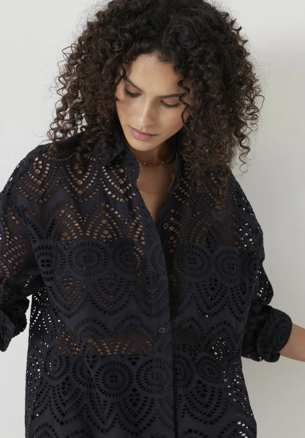 hush Tops & T-Shirts|Shirts & Blouses|Cotton Broderie Shirt Black