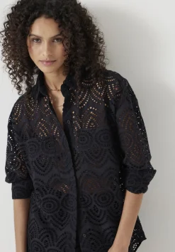 hush Tops & T-Shirts|Shirts & Blouses|Cotton Broderie Shirt Black