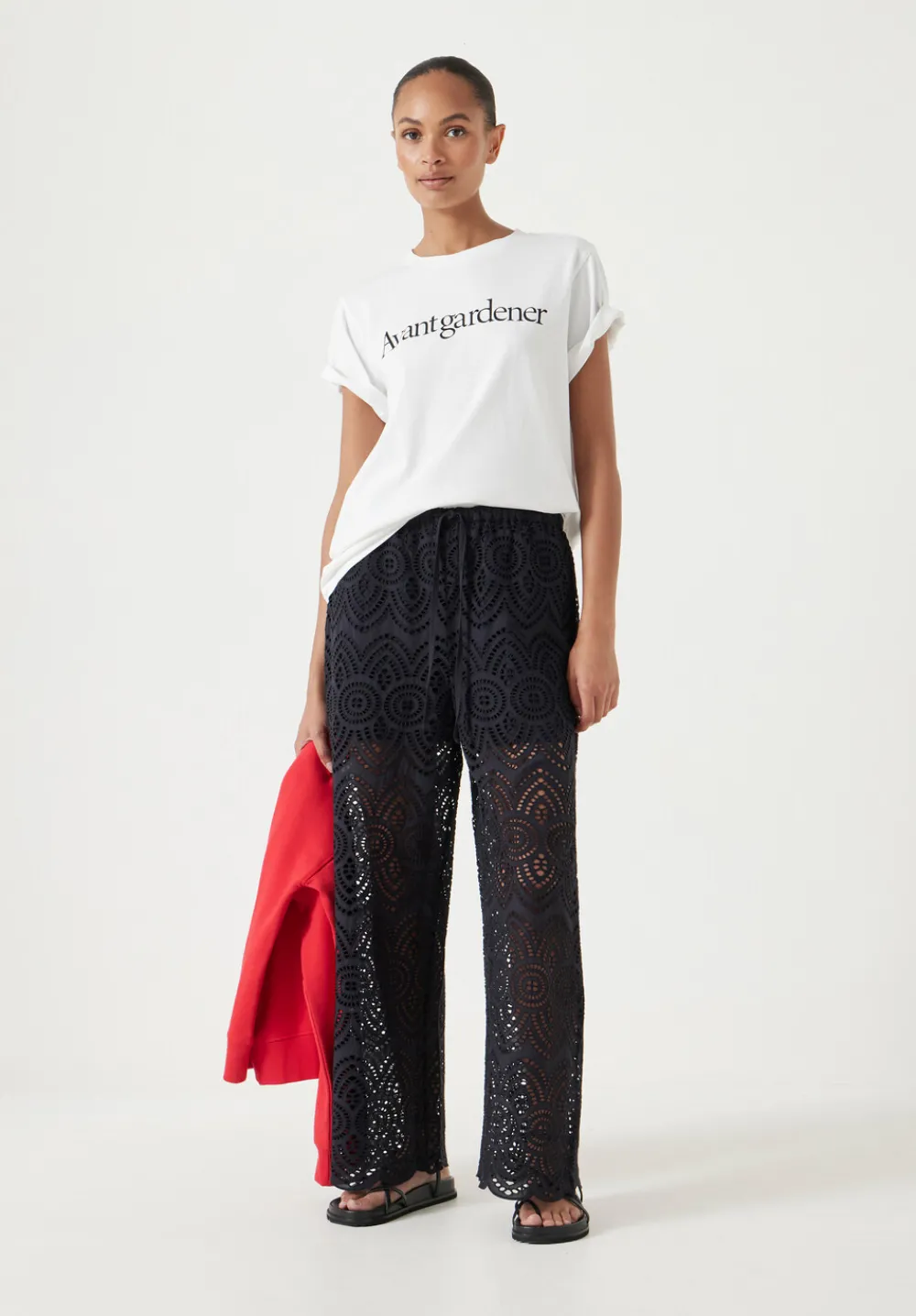 hush Trousers|Cotton Broderie Trousers Black