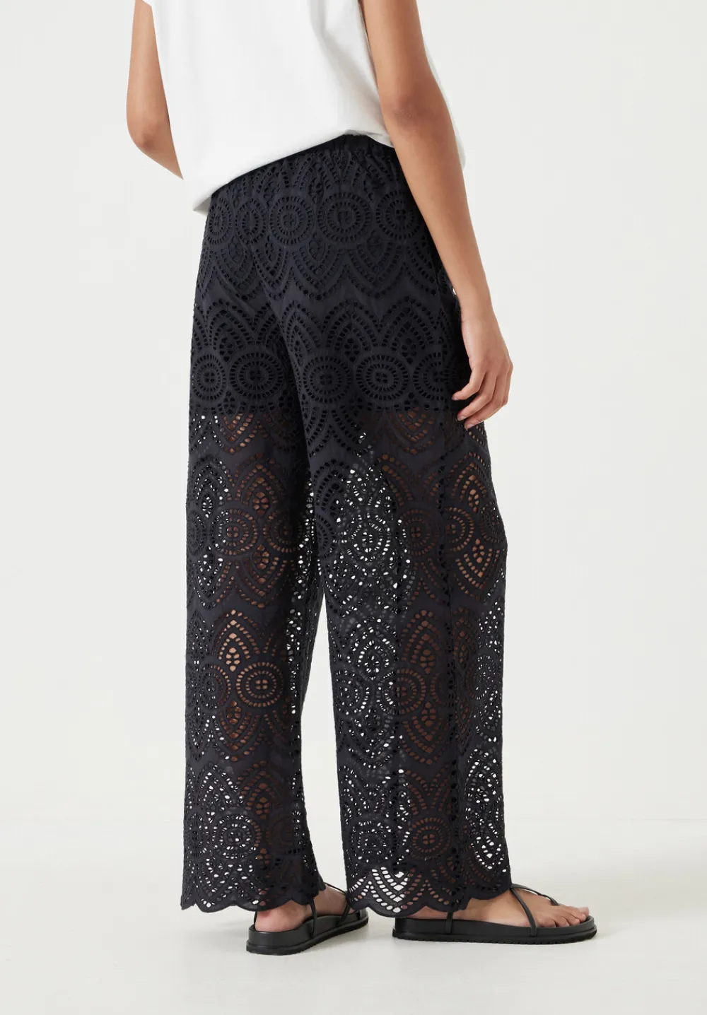 hush Trousers|Cotton Broderie Trousers Black
