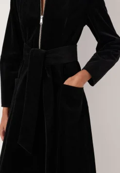 hush Dresses|Cotton Cord Midi Dress Black
