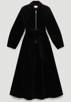 hush Dresses|Cotton Cord Midi Dress Black