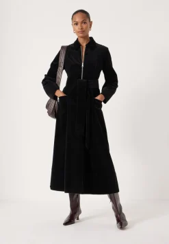 hush Dresses|Cotton Cord Midi Dress Black
