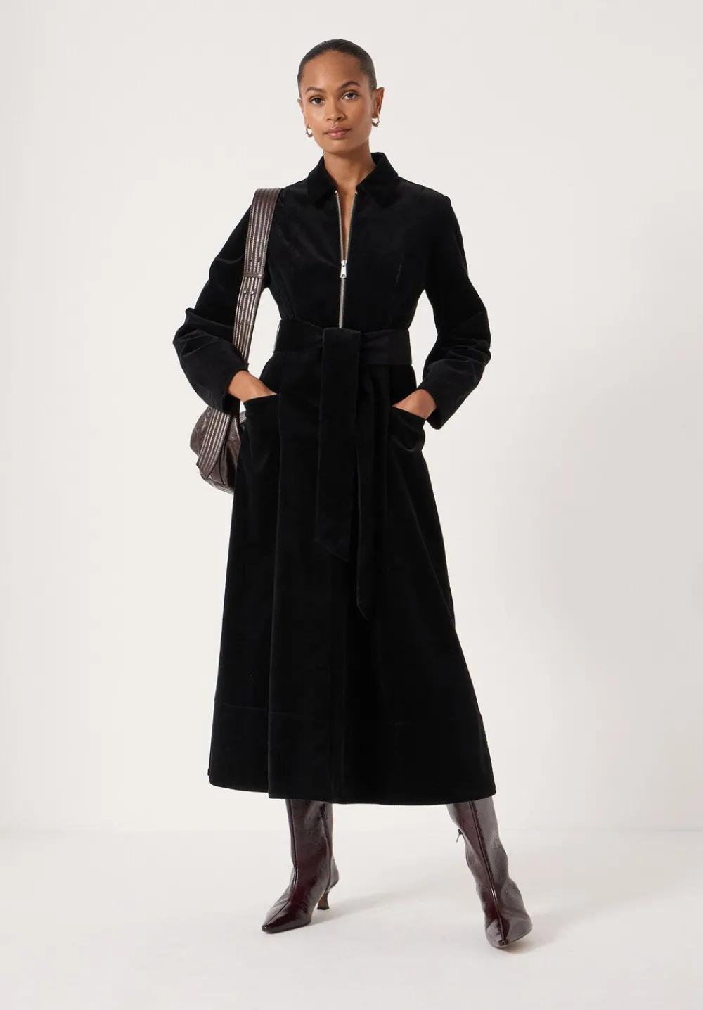 hush Dresses|Cotton Cord Midi Dress Black