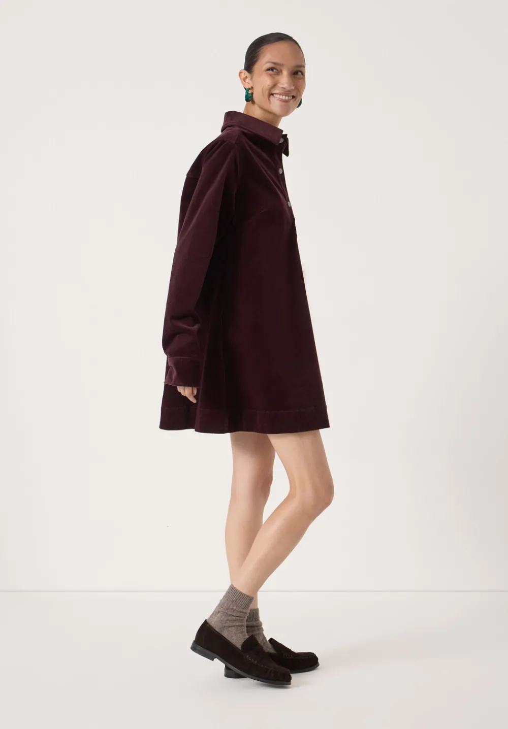 hush Dresses|Cotton Cord Mini Dress Burgundy Purple