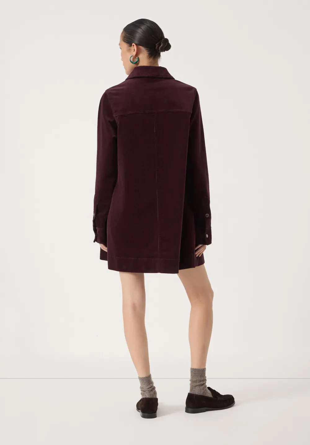 hush Dresses|Cotton Cord Mini Dress Burgundy Purple