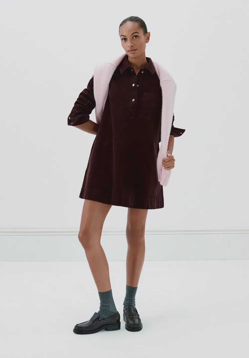 hush Dresses|Cotton Cord Mini Dress Burgundy Purple