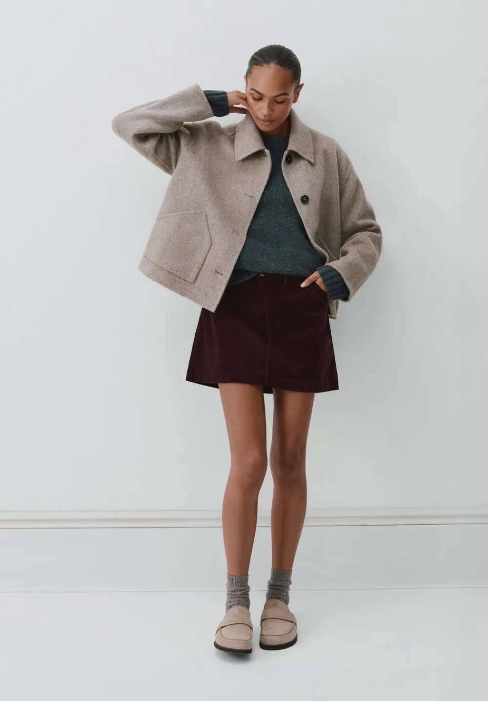 hush Skirts|Cotton Cord Mini Skirt Burgundy Purple