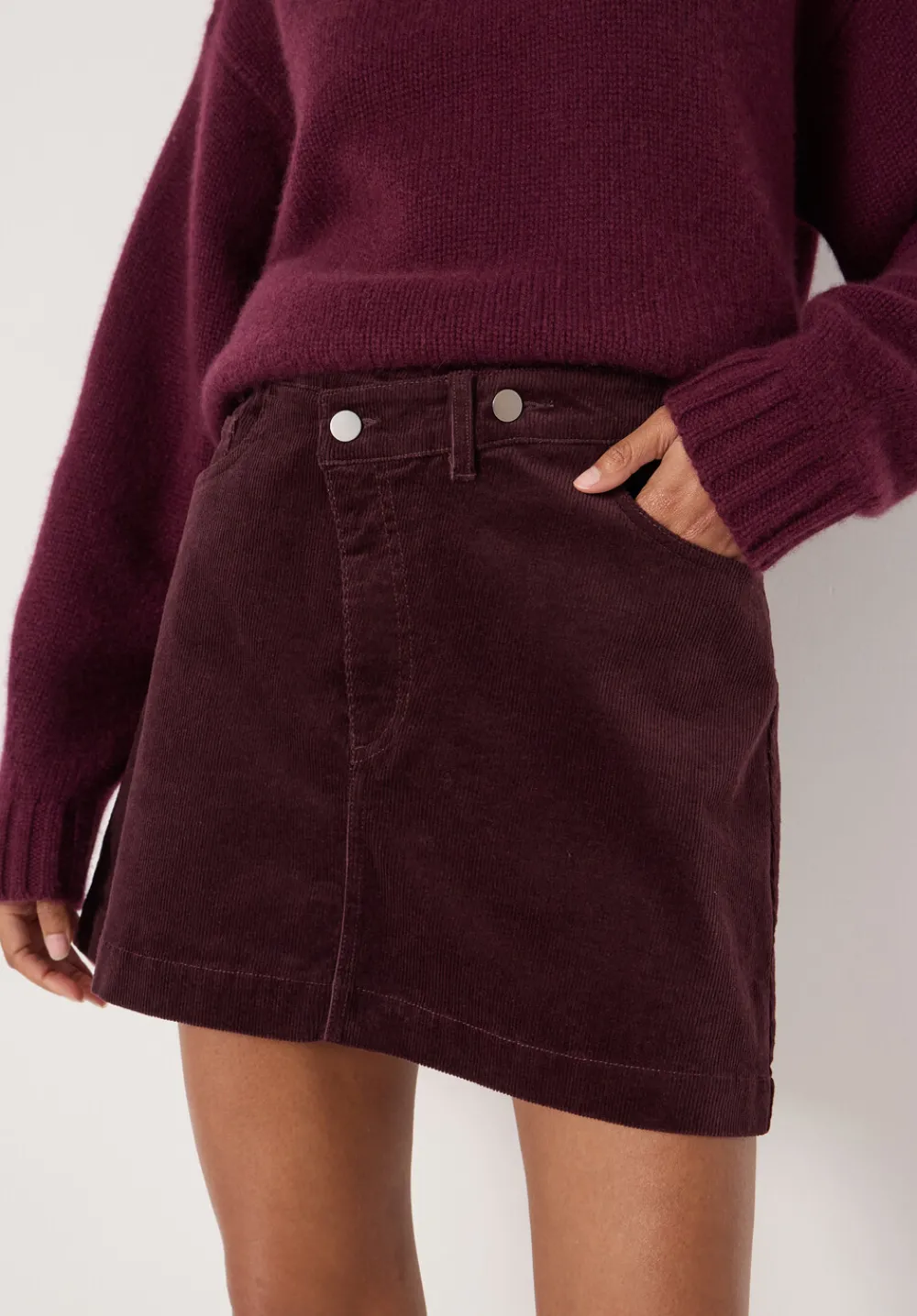hush Skirts|Cotton Cord Mini Skirt Burgundy Purple
