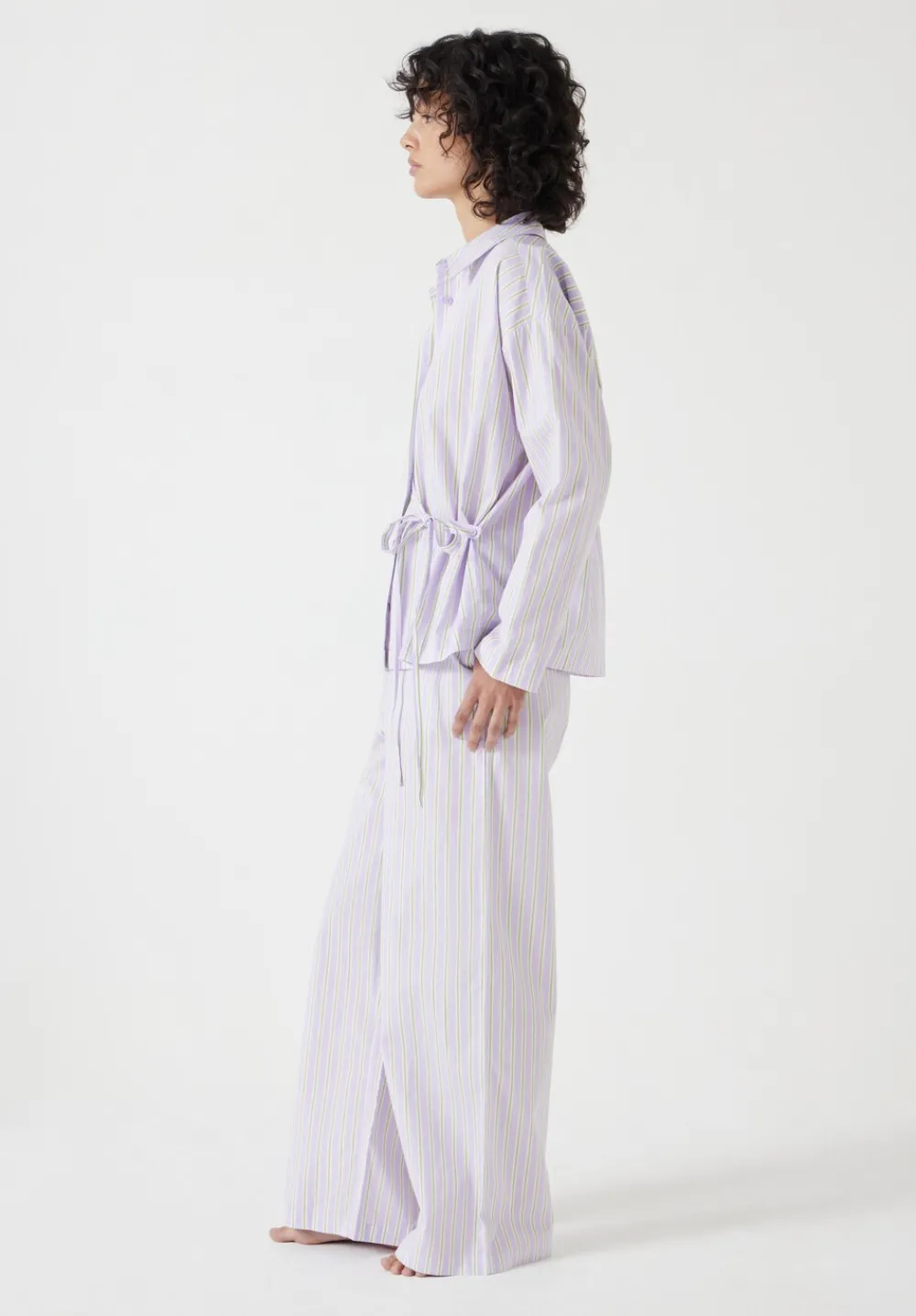 hush Pyjamas & Nightwear|Cotton Poplin Stripe Trouser Pyjamas Set Lilac Stripe