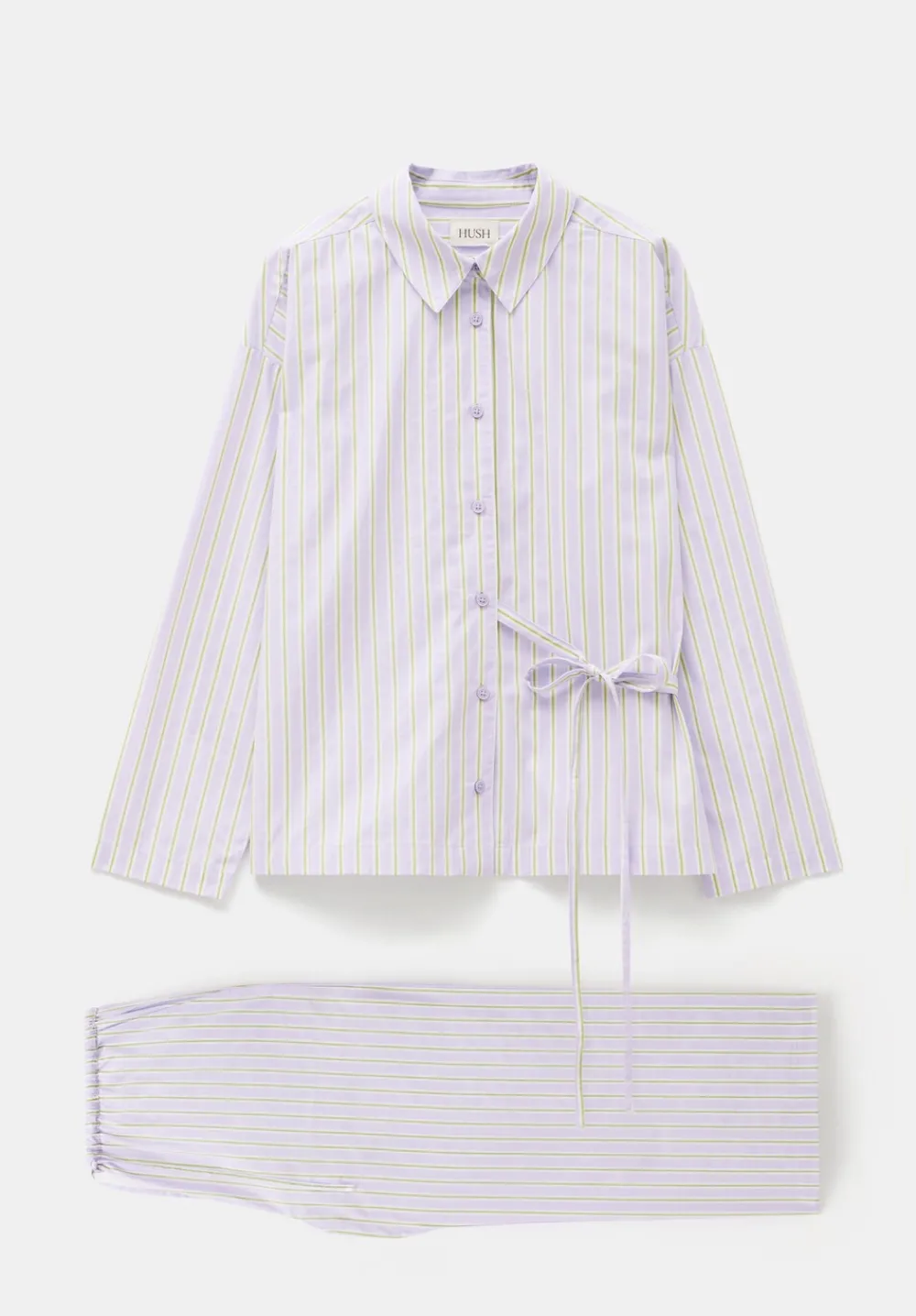 hush Pyjamas & Nightwear|Cotton Poplin Stripe Trouser Pyjamas Set Lilac Stripe