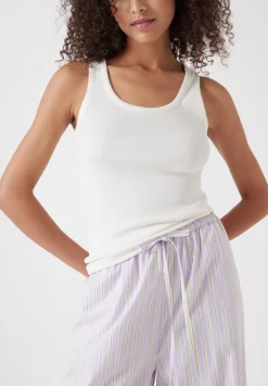 hush Pyjamas & Nightwear|Cotton Poplin Stripe Vest Pyjamas Set Lilac Stripe