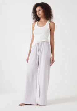 hush Pyjamas & Nightwear|Cotton Poplin Stripe Vest Pyjamas Set Lilac Stripe
