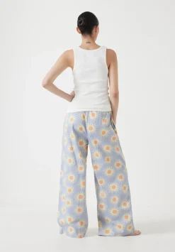 hush Pyjamas & Nightwear|Cotton Sateen Vest Pyjamas Set Sunray Blue