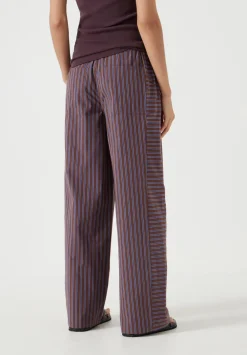 hush Trousers|Cotton Stripe Pull On Trousers Chocolate