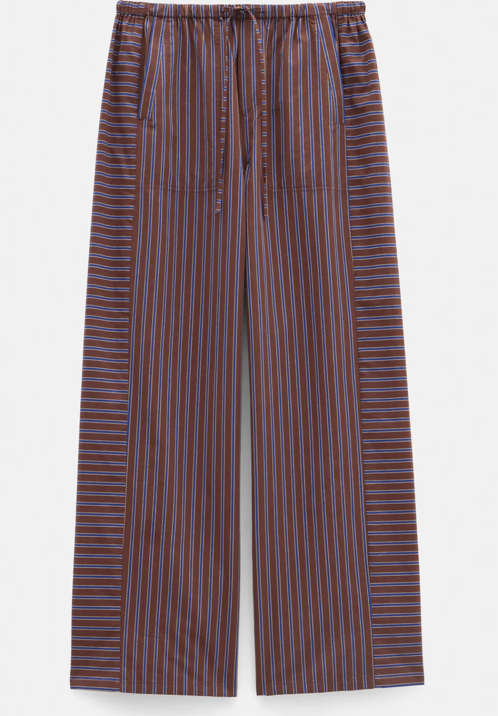 hush Trousers|Cotton Stripe Pull On Trousers Chocolate