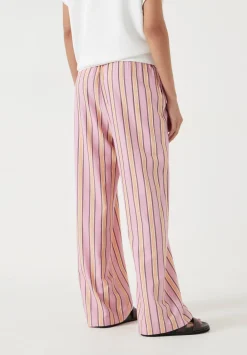 hush Trousers|Cotton Stripe Trousers Pink Stripe