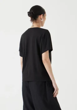 hush Tops & T-Shirts|Cowl Neck T-Shirt Black