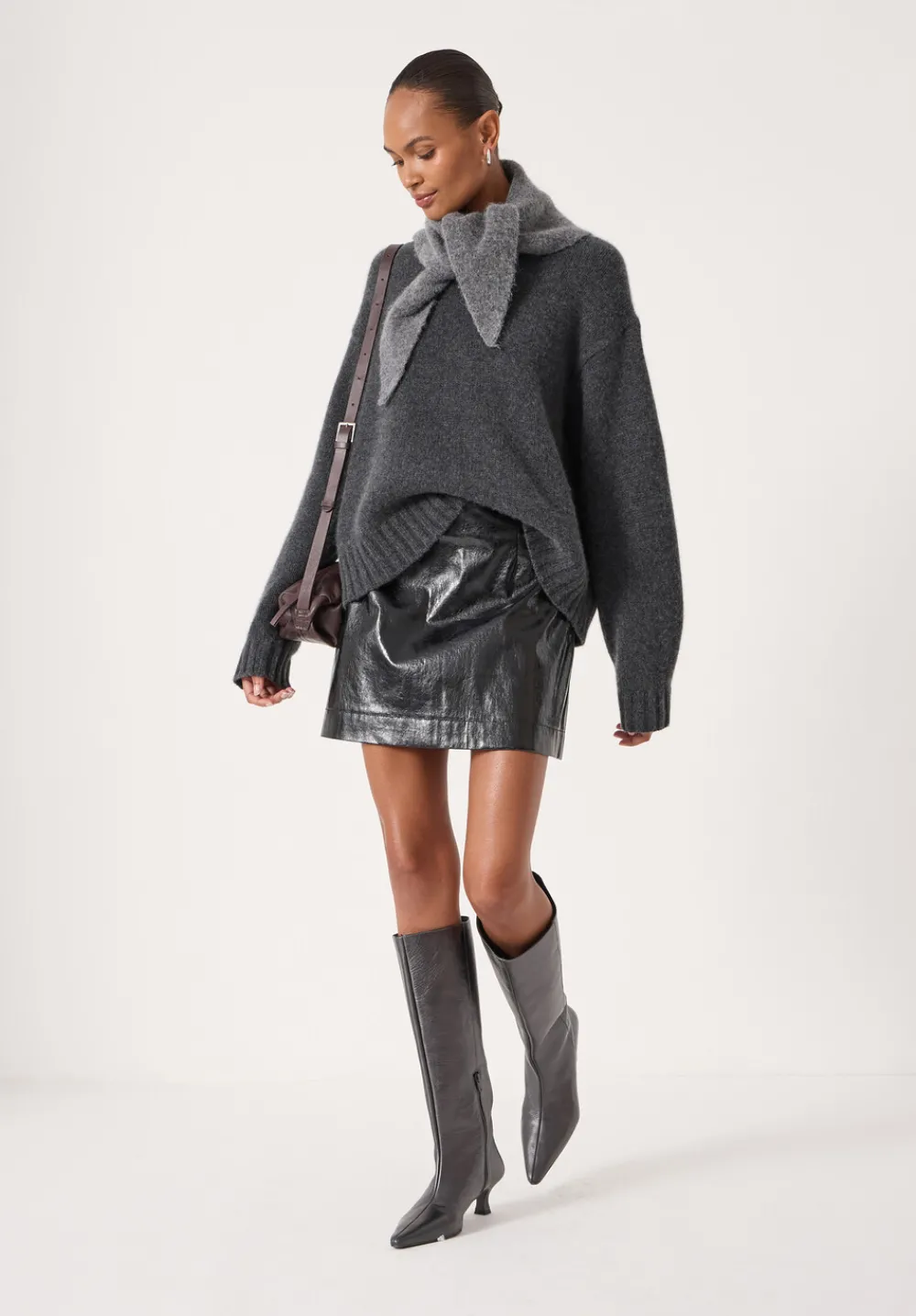 hush Skirts|Crackle Patent Mini Skirt Black