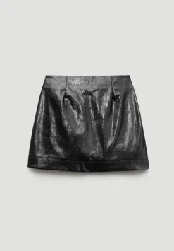 hush Skirts|Crackle Patent Mini Skirt Black