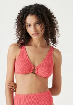 hush Swimwear & Beachwear|Crinkle Ring Bikini Top Coral Pink