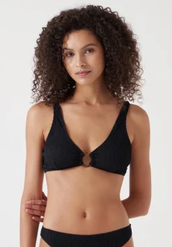 hush Swimwear & Beachwear|Crinkle Ring Bikini Top Black