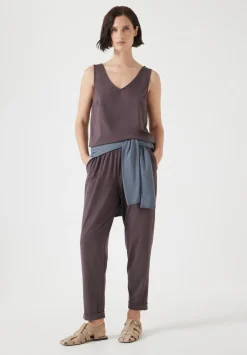 hush Jumpsuits|Dresses|Cropped Jersey Jumpsuit Raisin Brown