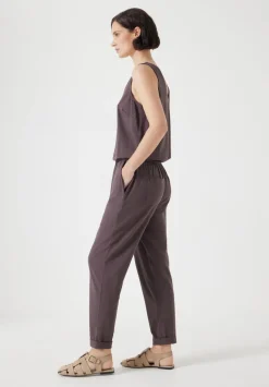 hush Jumpsuits|Dresses|Cropped Jersey Jumpsuit Raisin Brown