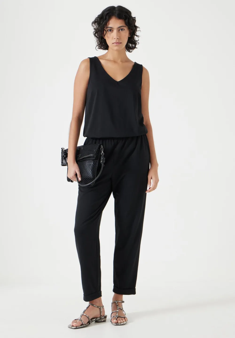 hush Jumpsuits|Dresses|Cropped Jersey Jumpsuit Black