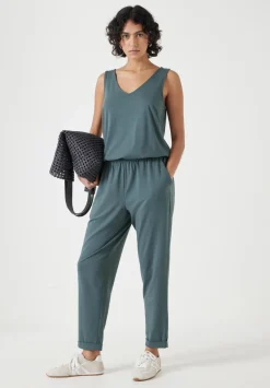 hush Jumpsuits|Dresses|Cropped Jersey Jumpsuit Dark Sage Green
