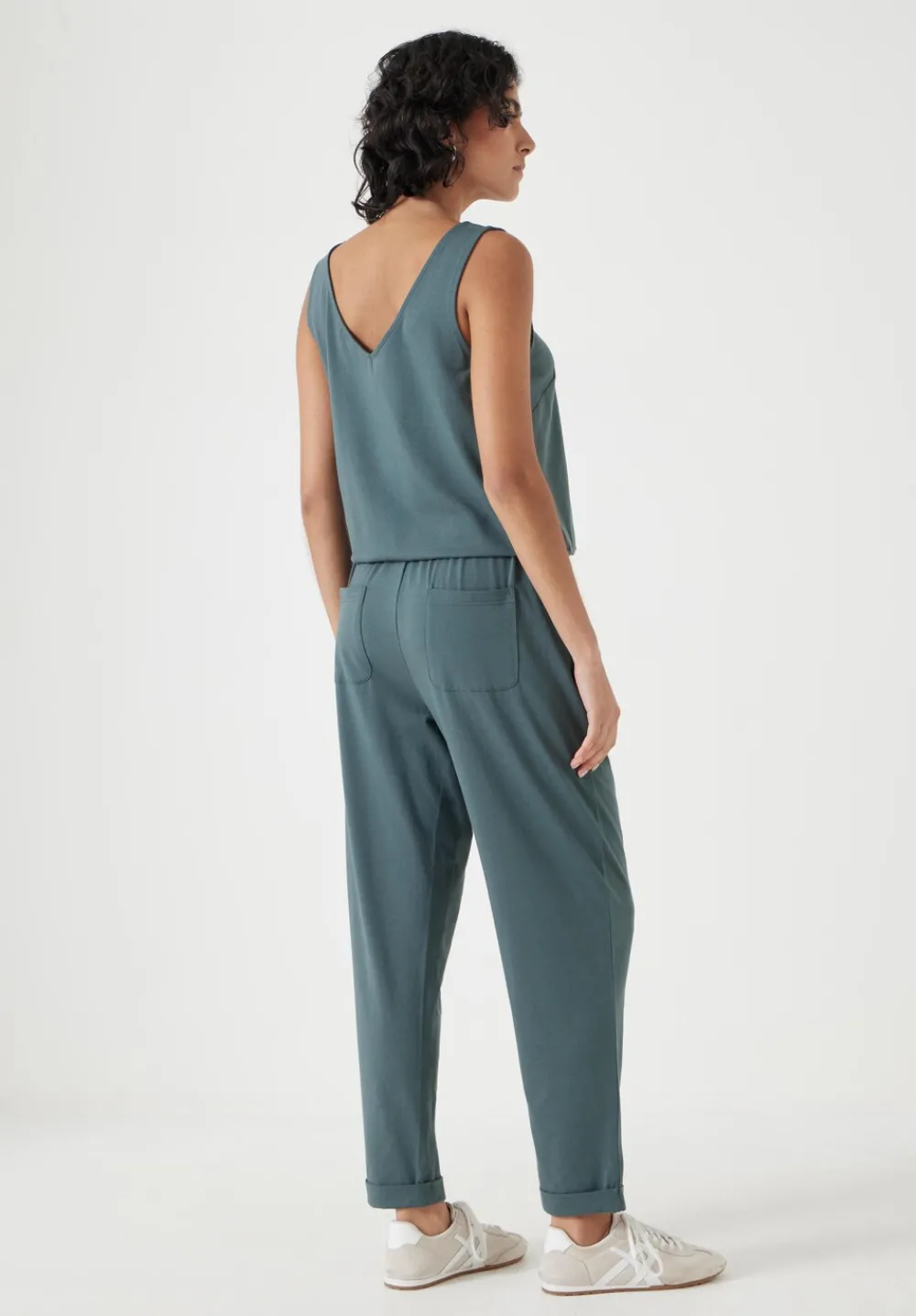 hush Jumpsuits|Dresses|Cropped Jersey Jumpsuit Dark Sage Green