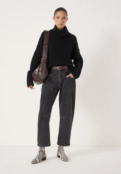 hush Jumpers & Cardigans|Cropped Meryl Wool Blend Jumper Black