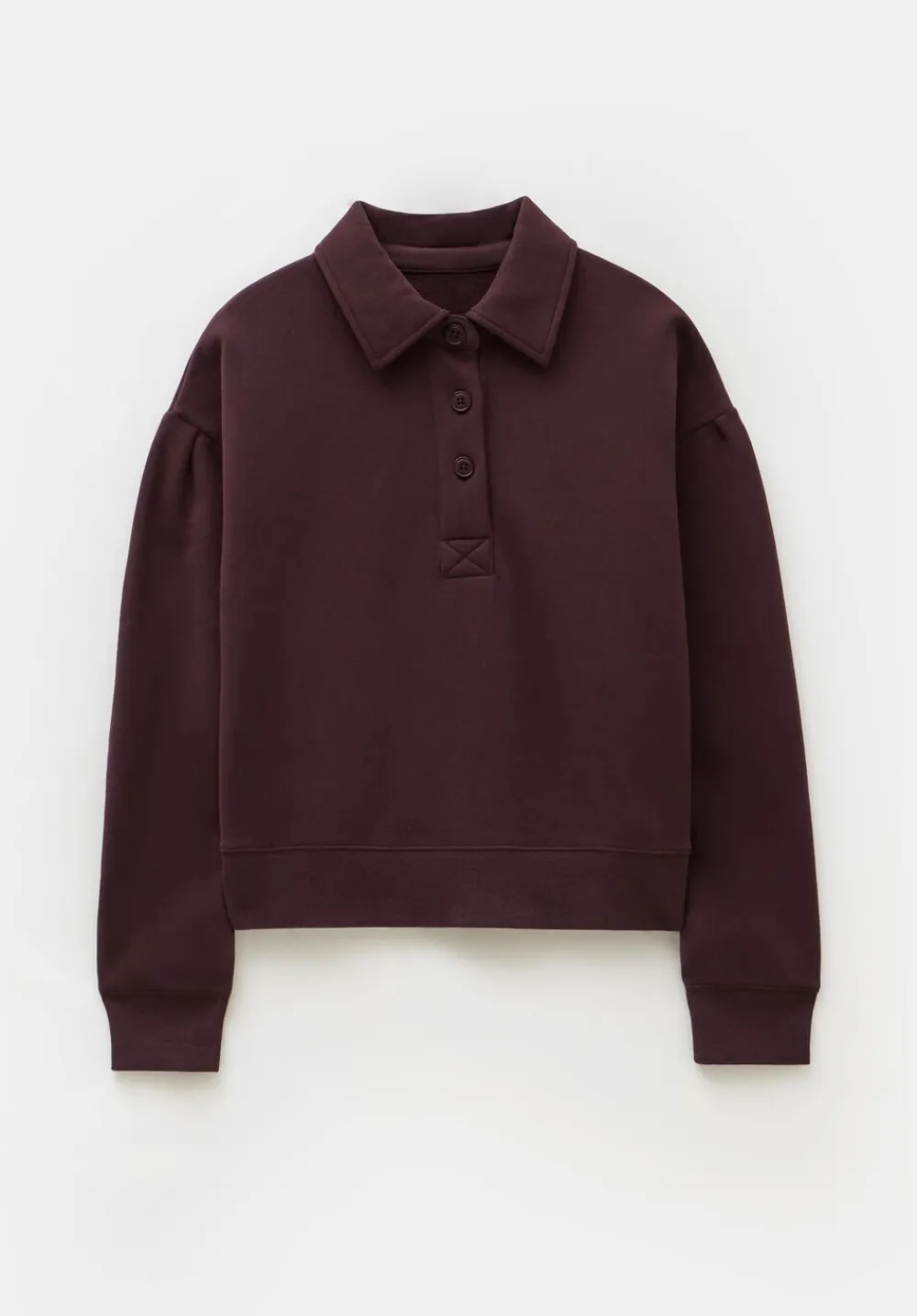 hush Sweatshirts & Hoodies|Cropped Polo Sweatshirt Fudge Brown