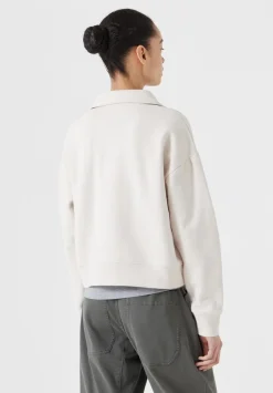 hush Sweatshirts & Hoodies|Cropped Polo Sweatshirt Stone White