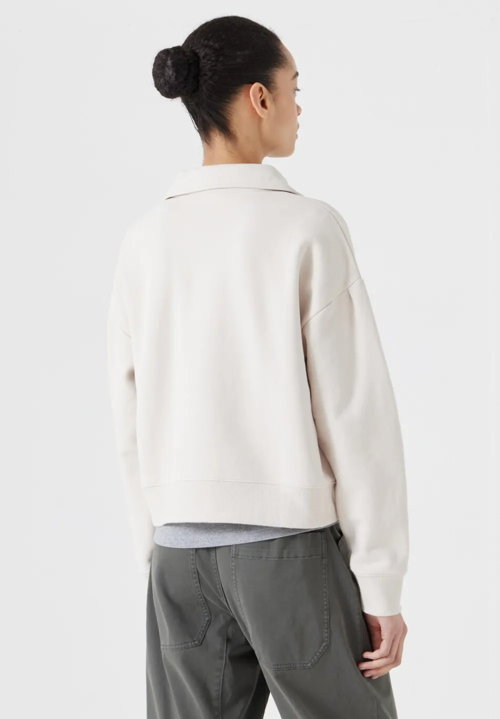 hush Sweatshirts & Hoodies|Cropped Polo Sweatshirt Stone White