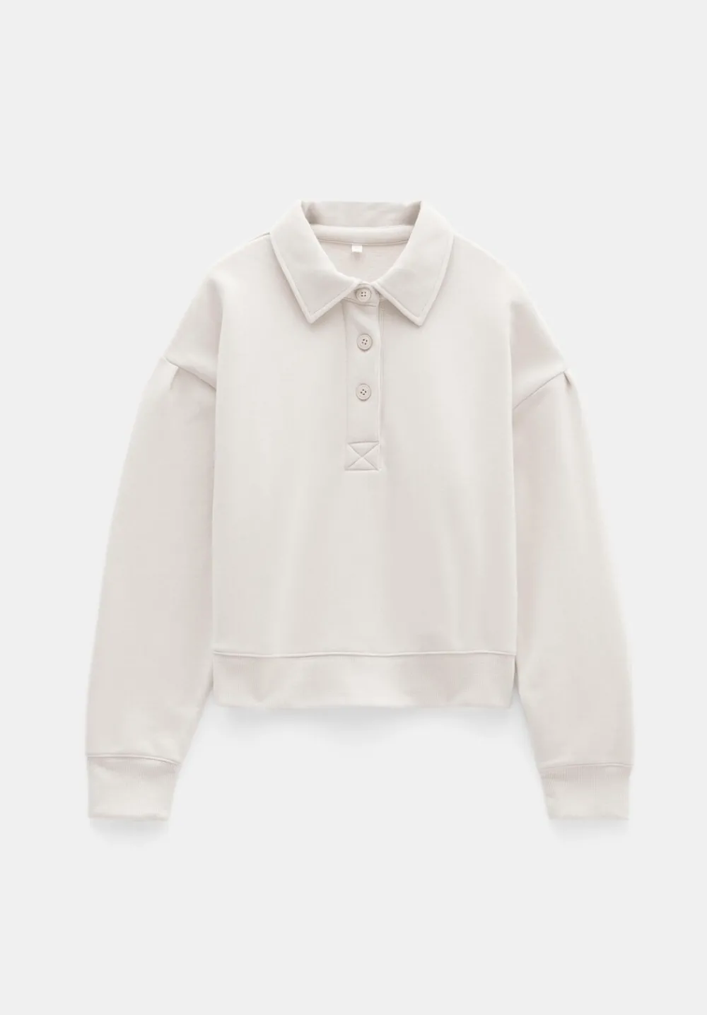 hush Sweatshirts & Hoodies|Cropped Polo Sweatshirt Stone White