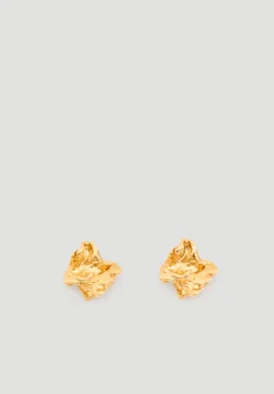 hush Jewellery|Crumpled Effect Stud Earrings Gold
