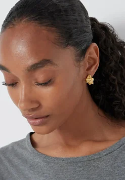 hush Jewellery|Crumpled Effect Stud Earrings Gold