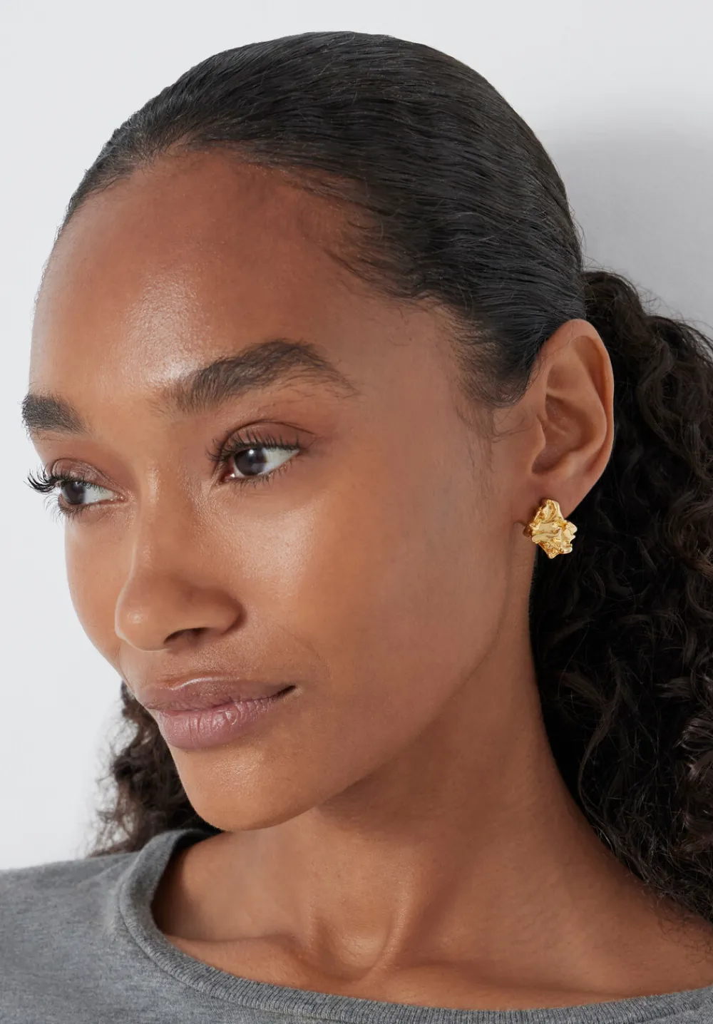 hush Jewellery|Crumpled Effect Stud Earrings Gold