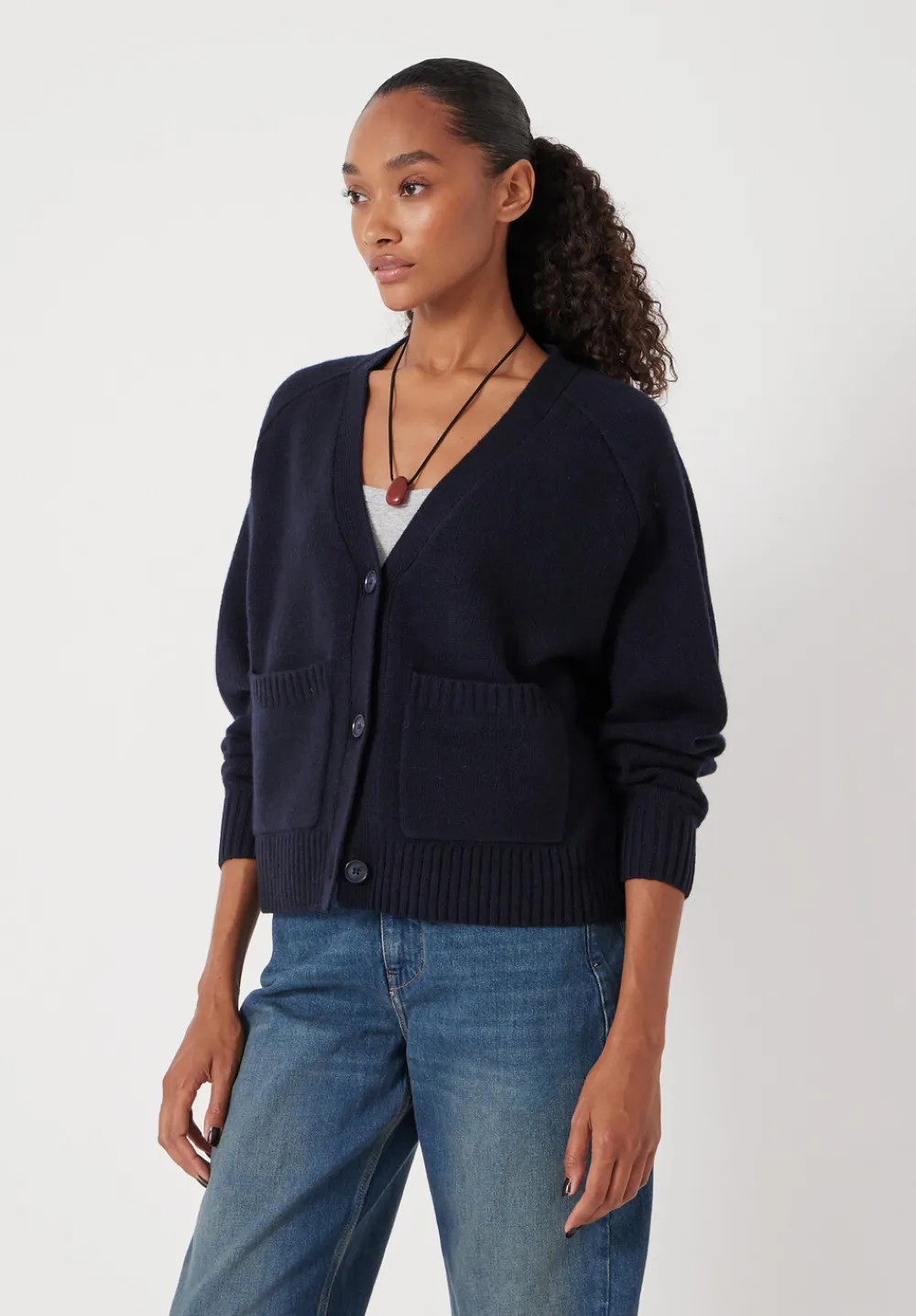 hush Jumpers & Cardigans|Daisy Merino Wool V Neck Cardigan Navy