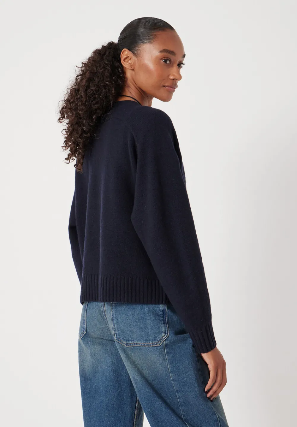 hush Jumpers & Cardigans|Daisy Merino Wool V Neck Cardigan Navy