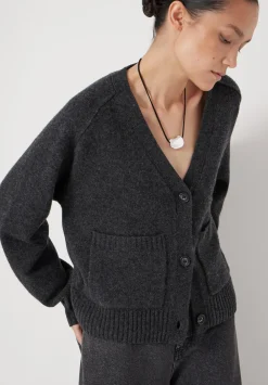 hush Jumpers & Cardigans|Daisy Merino Wool V Neck Cardigan Charcoal Grey Marl