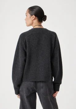 hush Jumpers & Cardigans|Daisy Merino Wool V Neck Cardigan Charcoal Grey Marl