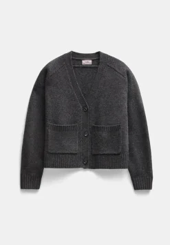 hush Jumpers & Cardigans|Daisy Merino Wool V Neck Cardigan Charcoal Grey Marl