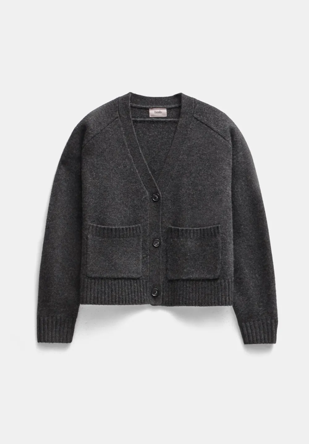 hush Jumpers & Cardigans|Daisy Merino Wool V Neck Cardigan Charcoal Grey Marl