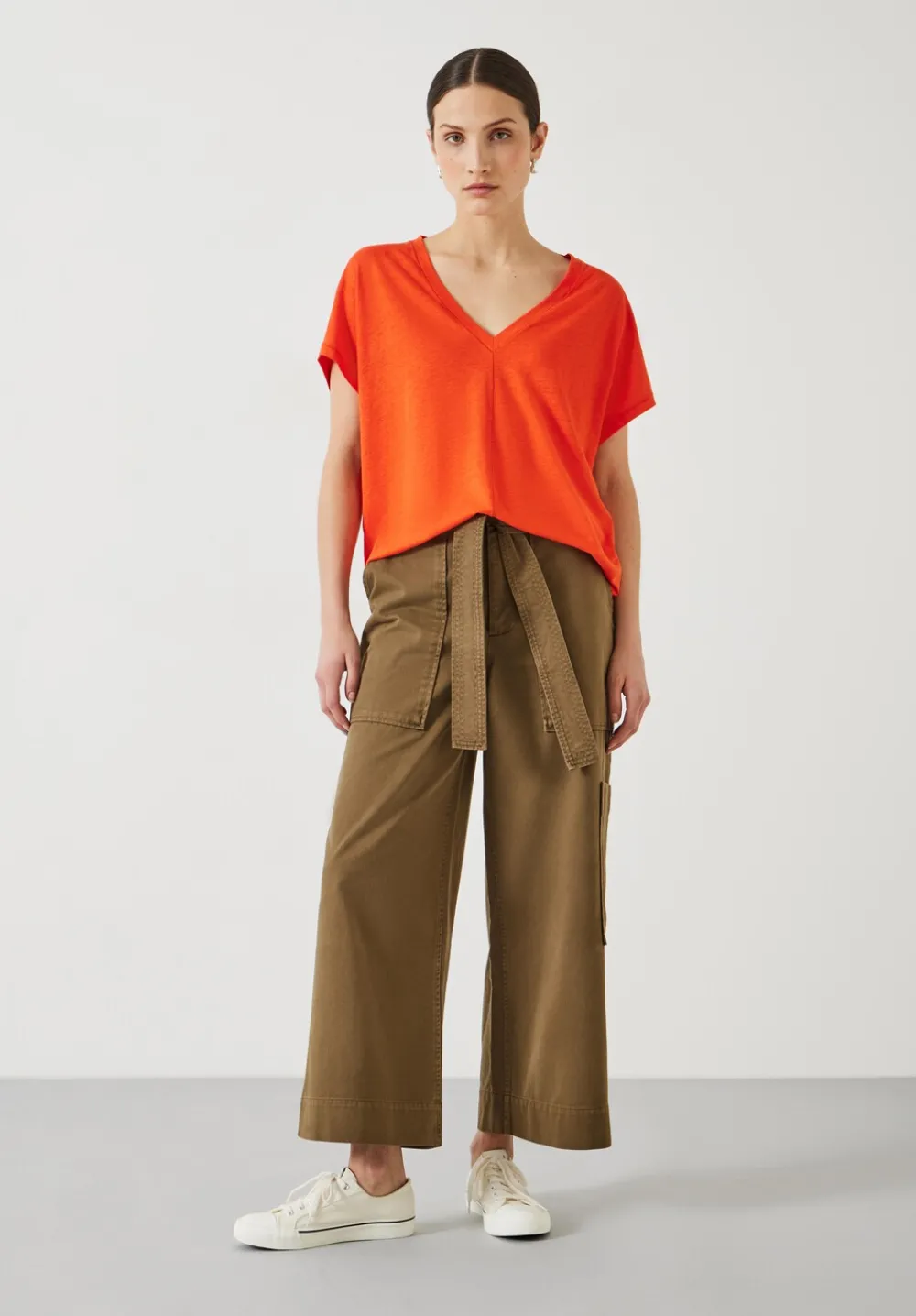 hush Tops & T-Shirts|Danny Linen V-Neck T-Shirt Red