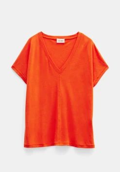 hush Tops & T-Shirts|Danny Linen V-Neck T-Shirt Red