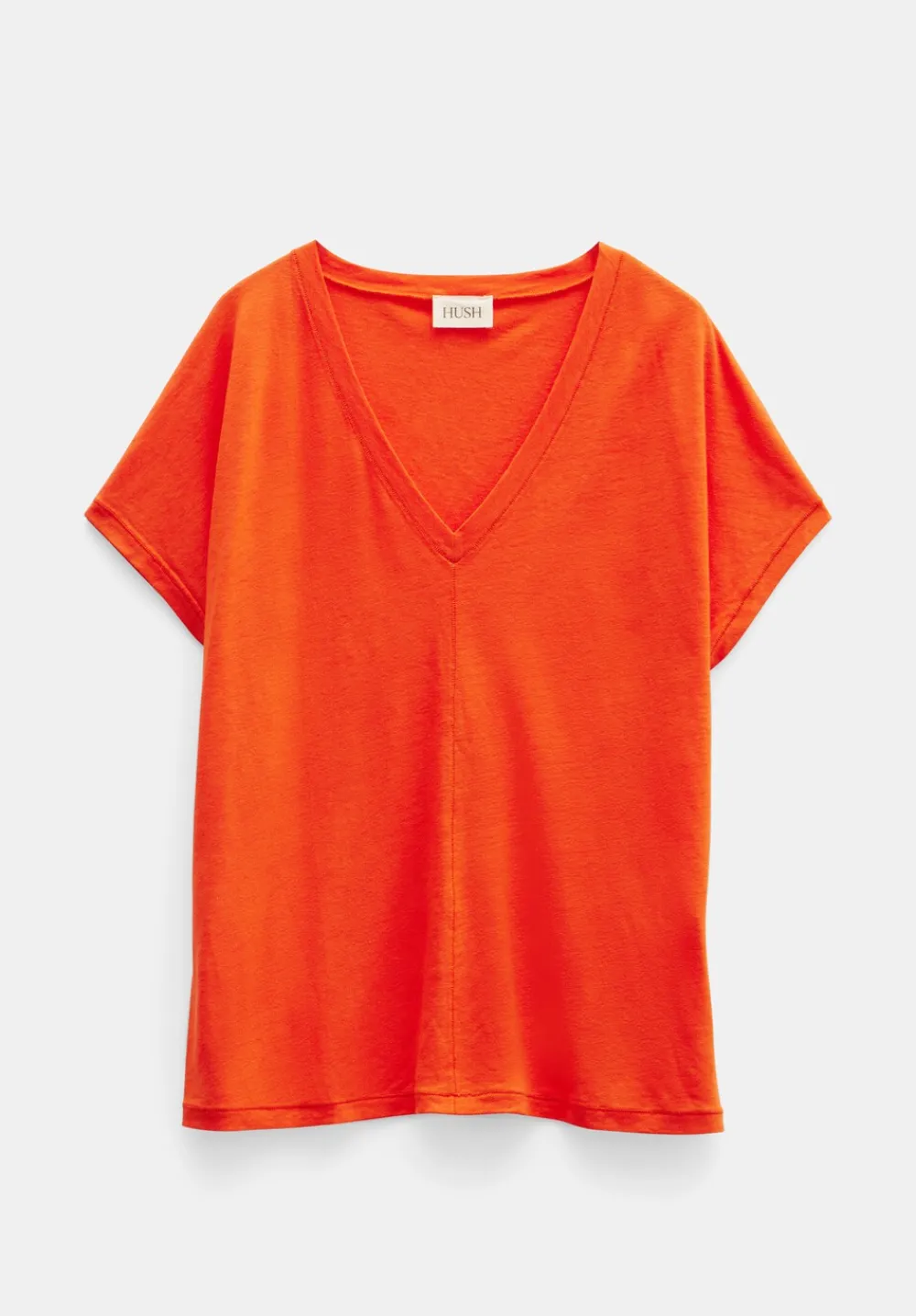 hush Tops & T-Shirts|Danny Linen V-Neck T-Shirt Red