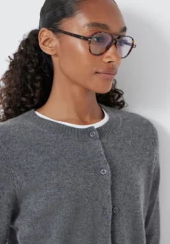 hush Jumpers & Cardigans|Daphne Cashmere Button Through Slim Cardigan Charcoal Marl